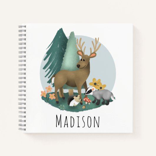Carnet Cute Rustic Woodland Forest Animaux École pour enf (Devant)