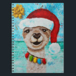 Carnet Cute Santa Llama on the Beach<br><div class="desc">This playful “Santa Llama on the Beach” is from the Melinda Tomasello Art Holiday Collection. The artwork consist of cheerful vibrant colors and features a sweet little Llama wearing a Santa hat and a cute bean necklace while basking in the sun. The painting was created to represent winter on the...</div>