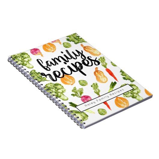 Carnet cute script family cookbook recipe Notebook (Côté Droit)