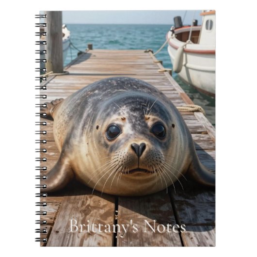 Carnet Cute Seal Laying on Boat Dock Ocean Pier (Devant)