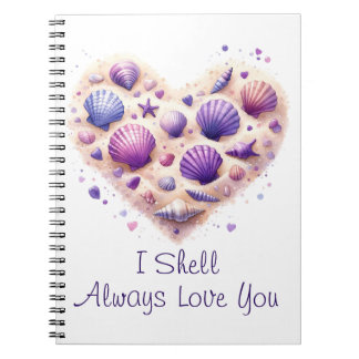 Carnet Cute Seashell Heart Beach Love Valentine's Day