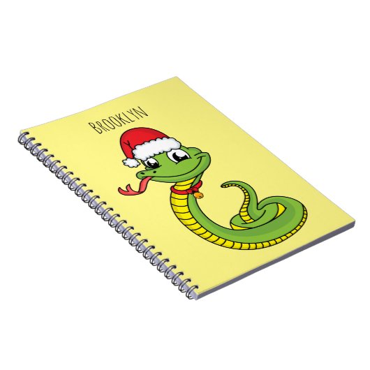 Carnet Cute serpent vert avec chapeau santa dessin animé (Côté Droit)