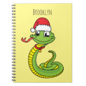 Carnet Cute serpent vert avec chapeau santa dessin animé (Devant)