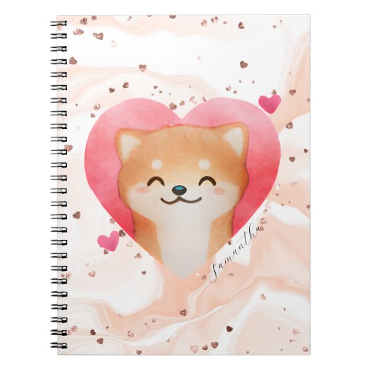 Carnet Cute Shiba Inu dans un coeur (Devant)