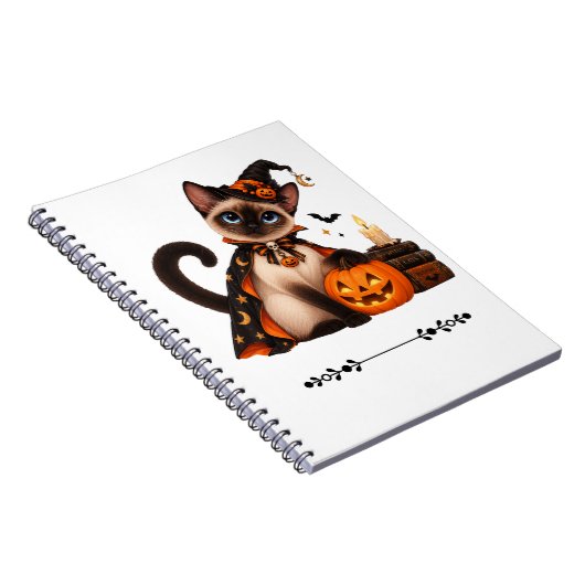 Carnet Cute Siamese Cat Witch Halloween (Côté Droit)