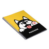 Carnet Cute Siberian Husky nom personnalisé (Côté Droit)