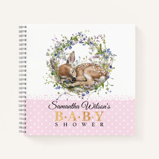 Carnet Cute Sleeping Doe Baby Shower Guest Book (Devant)