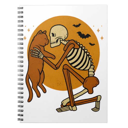 Carnet Cute Squelette Accrocher Chat Gothique Halloween D (Devant)