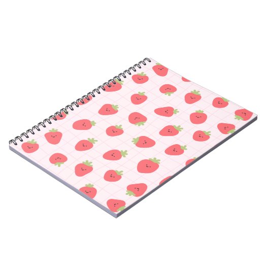 Carnet Cute Strawberry Pattern – Kawaii Strawberry (Côté gauche)