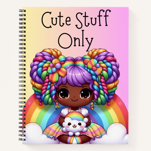 Carnet Cute Stuff seulement - Pink Kawaii Rainbow (Devant)