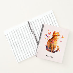 Carnet Cute Tabby Chat avec Coeurs