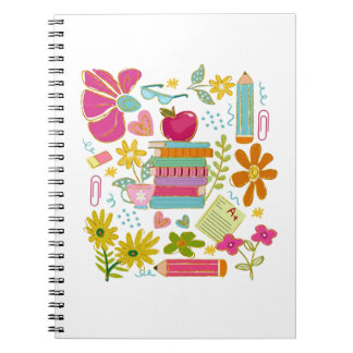 Carnet Cute Teacher Doodle Art – Books, Flowers & School