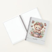 Carnet Cute Teddy Bear & Floral Custom Name (Intérieur)