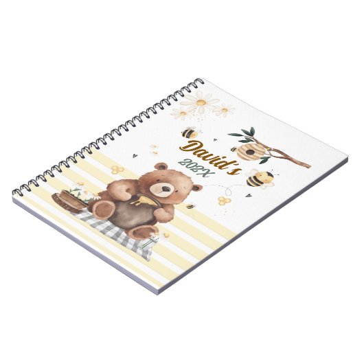 Carnet  Cute teddy bear school notebook with jar of honey (Côté gauche)