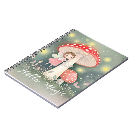 Carnet Cute Tiny fairy perché sur le dessus de champignon (Côté gauche)