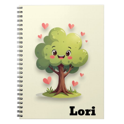 Carnet Cute Tree Love Red Hearts Spiral Notebook  (Devant)