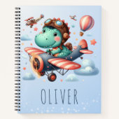 Carnet Cute Trex Dinosaur vole un avion de charme (Devant)