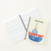 Carnet Cute Tug Bateau rouge bleu Illustration Nom Person (Intérieur)