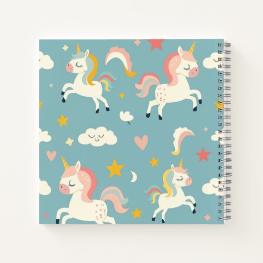 Carnet Cute Turqoise Unicorne pour enfants (Dos)