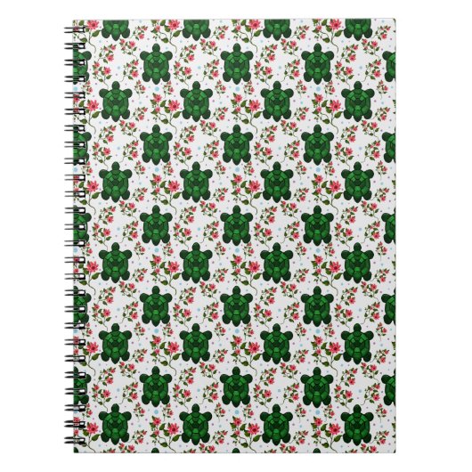 Carnet Cute Turtle and Floral Seamless Pattern  (Devant)