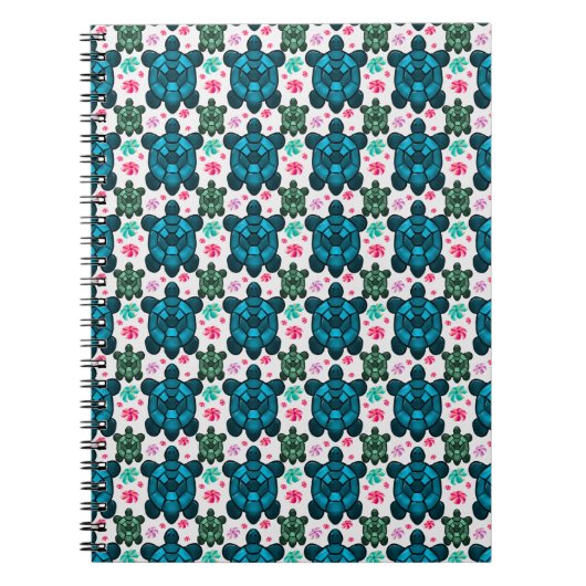 Carnet Cute Turtle and Floral Seamless Pattern  Notebook (Devant)