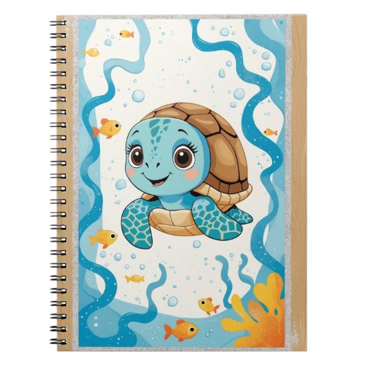 Carnet Cute Turtle Notebook, Ocean Theme Journal, Kawaii  (Devant)
