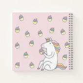Carnet Cute Unicorn Manger Cupcake Rose Personnalisé (Dos)