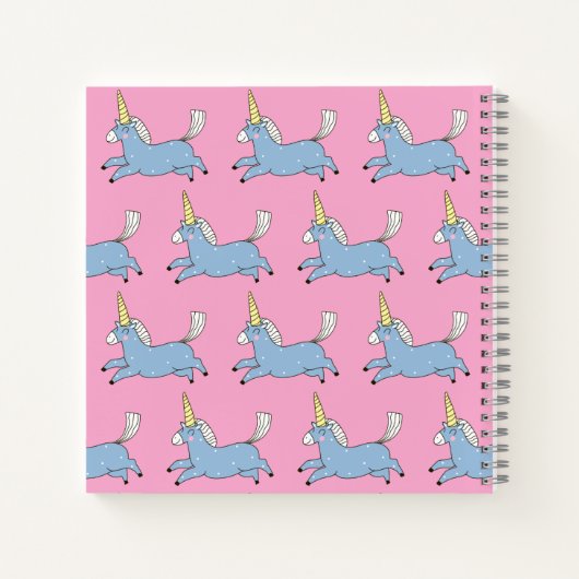 Carnet Cute Unicorn Pattern Pink Girly Personalised (Dos)