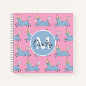 Carnet Cute Unicorn Pattern Pink Girly Personalised (Devant)