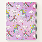 Carnet Cute Unicorn Rainbow Motif Nom personnalisable (Dos)