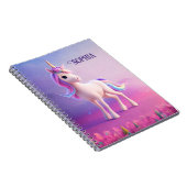 Carnet Cute Unicorne Blanche Avec Rose & Bleu Mane (Côté Droit)