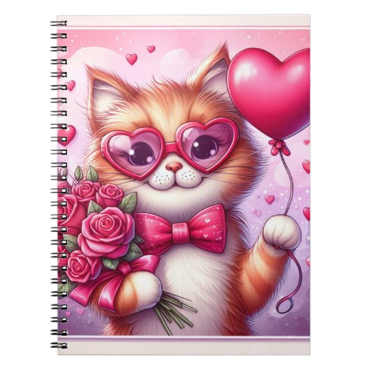 Carnet Cute Valentine's day cat/chaton (Devant)