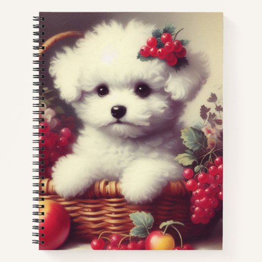 Carnet Cute Vintage Bichon Frisé Peinture (Devant)