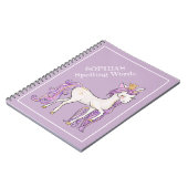 Carnet Cute violet blanc Unicorn Tiara School Sujet (Côté gauche)
