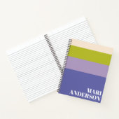 Carnet Cute Violet et Vert Stripes Moderne Personnalisé  (Intérieur)
