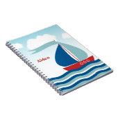 Carnet Cute voilier sur les vagues d'eau Monogramme (Côté Droit)