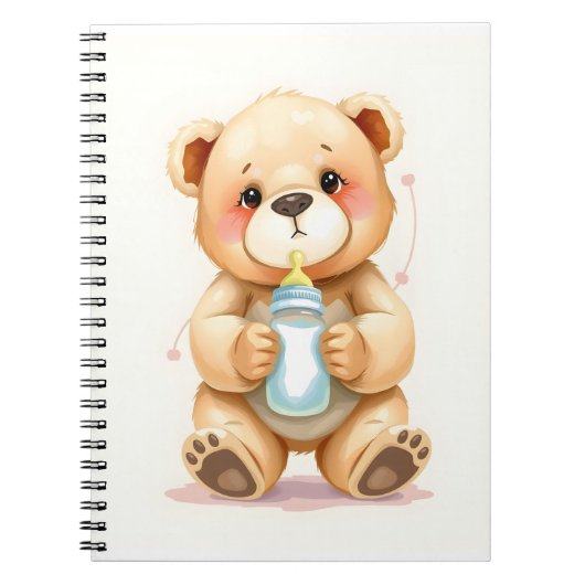 Carnet Cute Watercolor Baby Teddy Bear Illustration  (Devant)