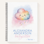 Carnet Cute Watercolor Boho Rainbow Cloud Babysitter (Devant)