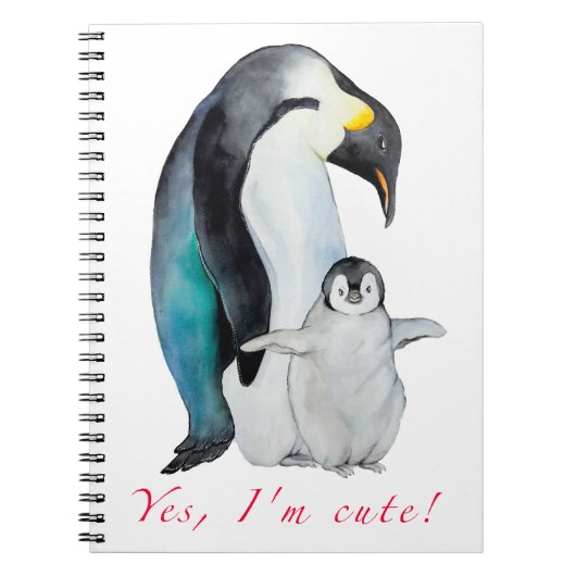 Carnet Cute watercolor emperor penguins (Devant)