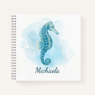 Carnet Cute Watercolor Seahorse Personnalisé