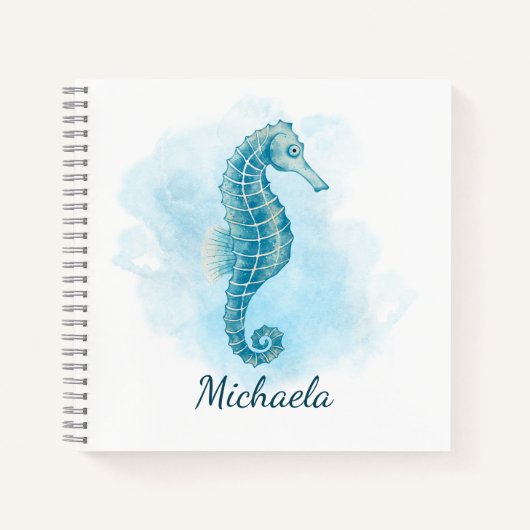 Carnet Cute Watercolor Seahorse Personnalisé (Devant)