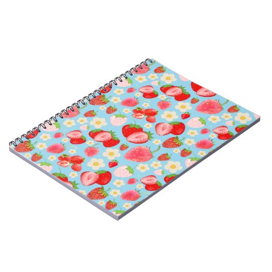 Carnet Cute Watercolor Strawberry Seamless Pattern (Côté gauche)