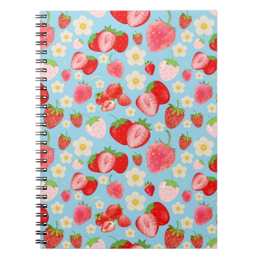 Carnet Cute Watercolor Strawberry Seamless Pattern (Devant)