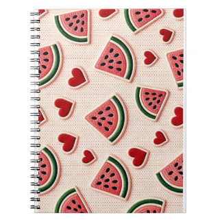 Carnet Cute Watermelon & Hearts Pattern Aesthetic School