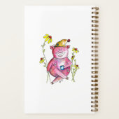 Carnet Cute Whimsical Cochon Boire Café (Verso)