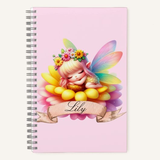 Carnet Cute Whimsical Floral Doux Rêves Dormir Fée (Recto)