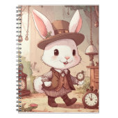 Carnet Cute White Rabbit Wonderland Whimsical Timekeeper (Devant)
