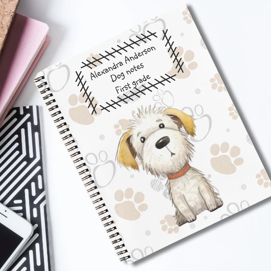 Carnet Cute White Storybook Puppy on Paws Arrière - plan