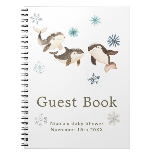 Carnet Cute Winter Arctic Whale Baby Shower Guest Book (Devant)
