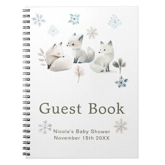 Carnet Cute Winter Arctic Wolf Baby Shower Guest Book (Devant)